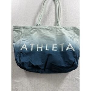Athleta Beach Bag Gym Bag Tote Bag Blue Ombre Canvas Shopping Bag